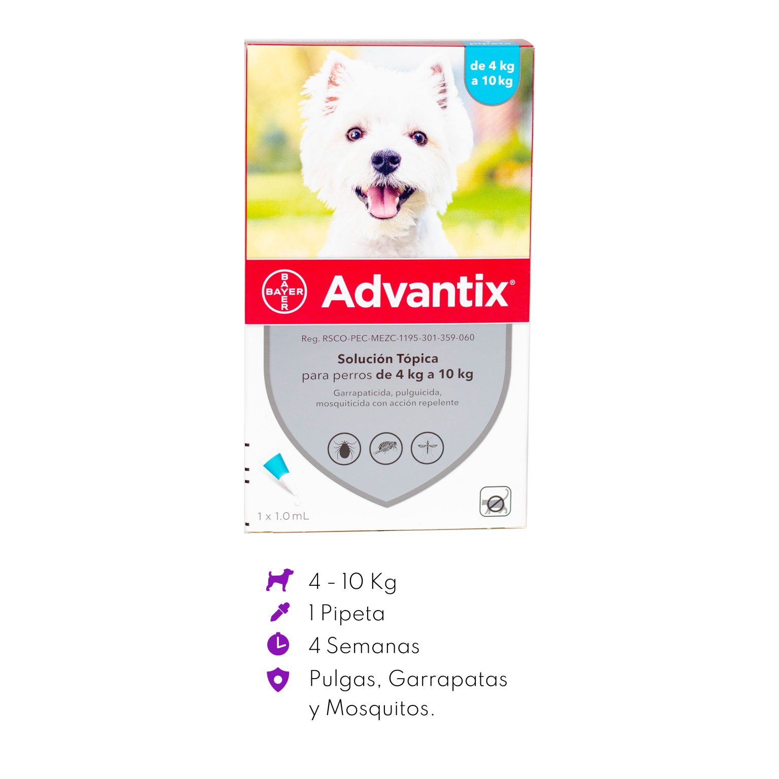 Advantix para perros de 4 A 10 KG - Pulgas y Garrapatas