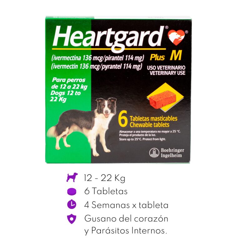 Heartgard Plus M previene el gusano del corazón para perro mediano