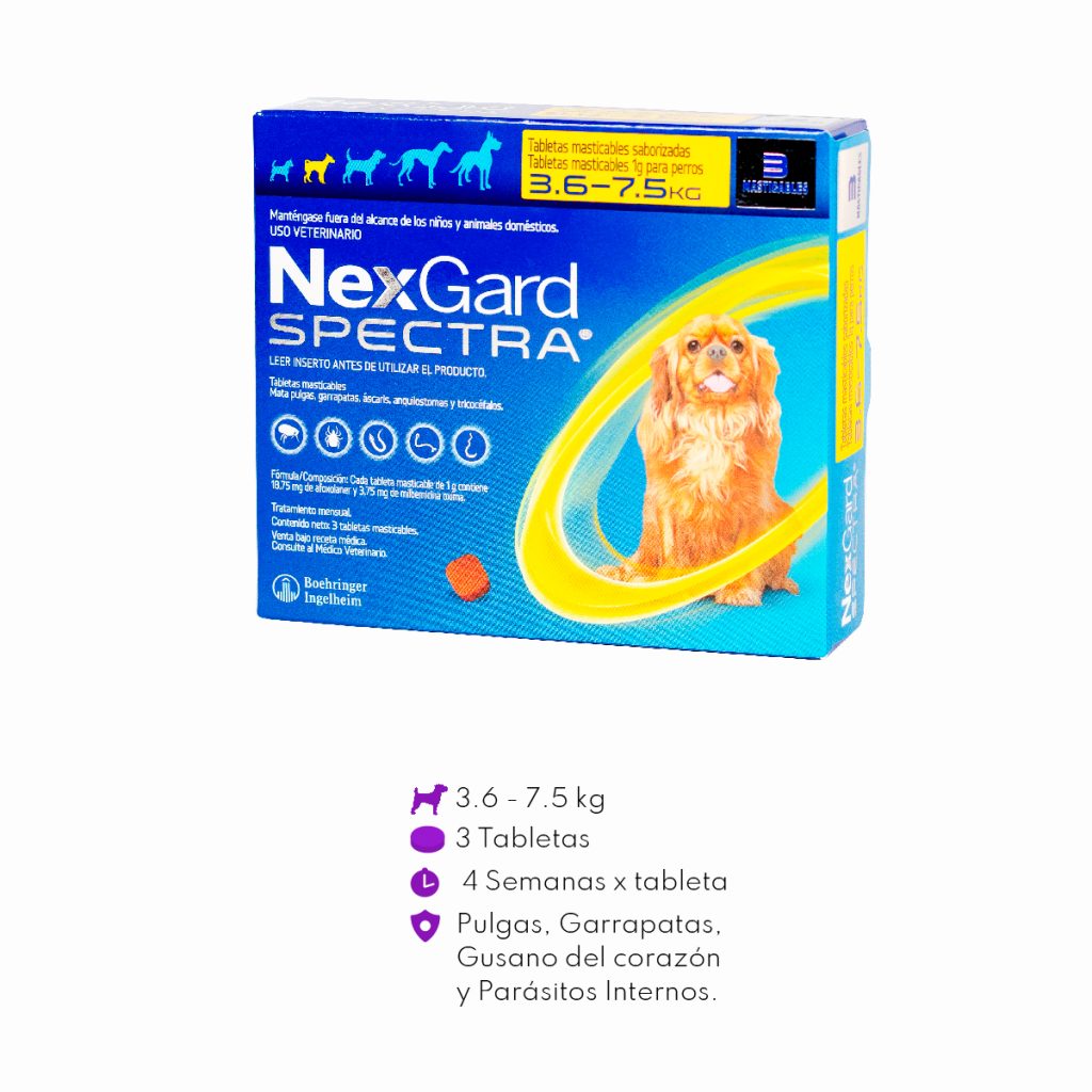 Nexgard Spectra 3 Tabletas Para Perros De 3 6 A 7 5 KG Pulgas Y nexgard-spectra-3-tabletas-para-perros-de-3-6-a-7-5-kg-pulgas-y