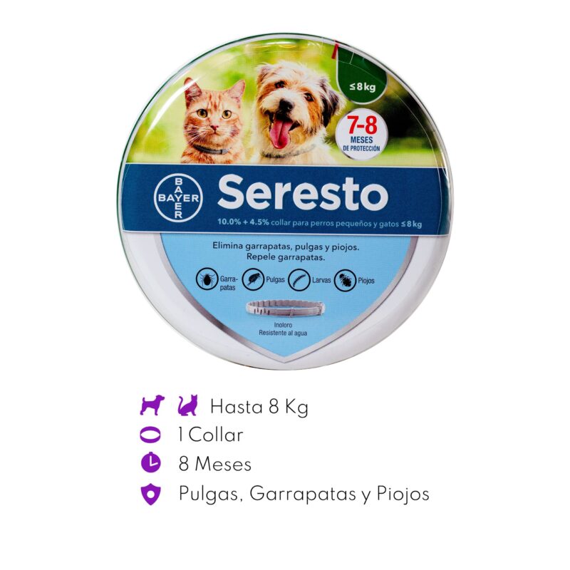 Seresto para perro chico o gato menores a 8 kg