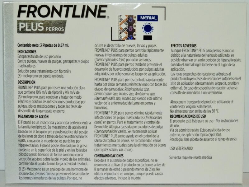 Frontline Plus caja con 3 Pipetas para Perros de 2 a 10 kg