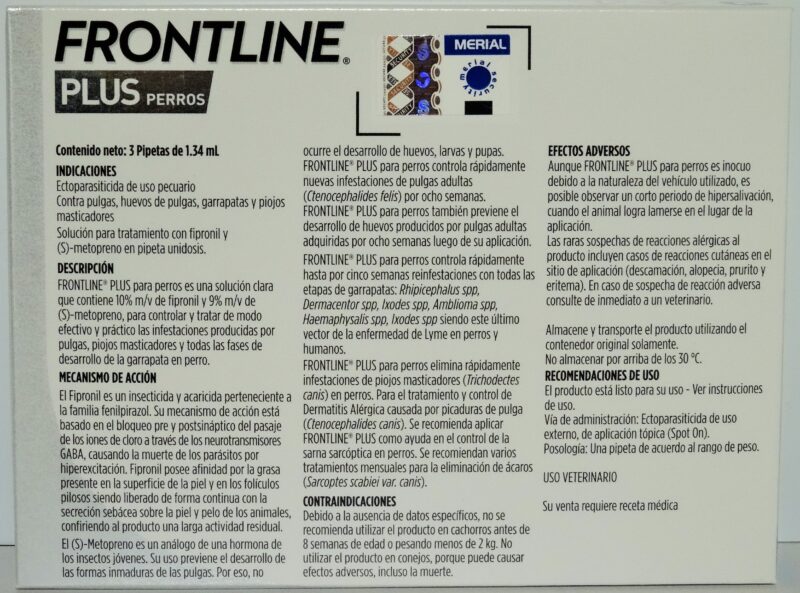 Frontline Plus caja con 3 Pipetas para Perros de 10 a 20 kg